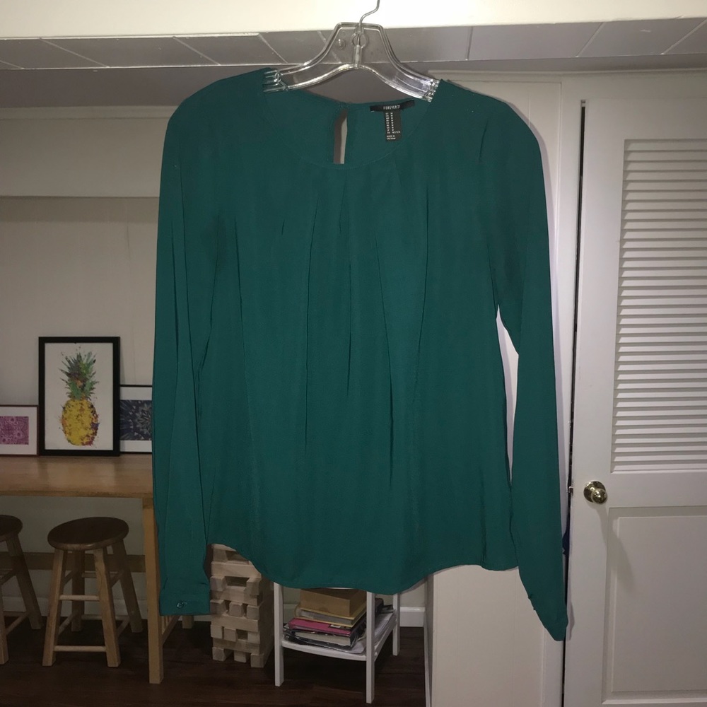 Dark teal long sleeve blouse